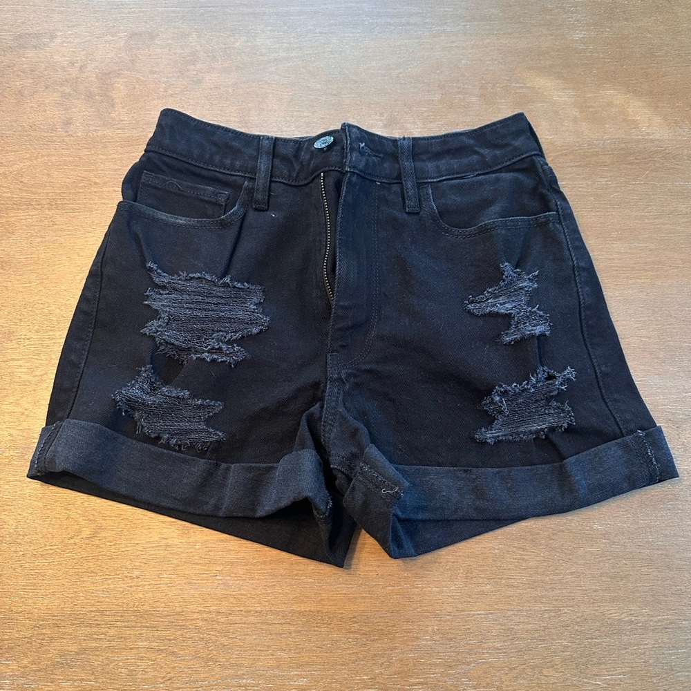 Hollister Women's Distressed Denim Shorts - Black
